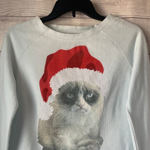 Sugar Rush Ugly Christmas Sweatshirt with Grumpy Cat in Santa Hat Size Small - Picture 13 of 14